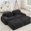 Canapé 2 places en tissu velours côtelé de luxe modulaire multi-combinaison de conception anti-dérapante chaise longue accoudoirs courbés soutien ergonomique éponge à haute résilience pour les chambres à coucher, noir-136477368