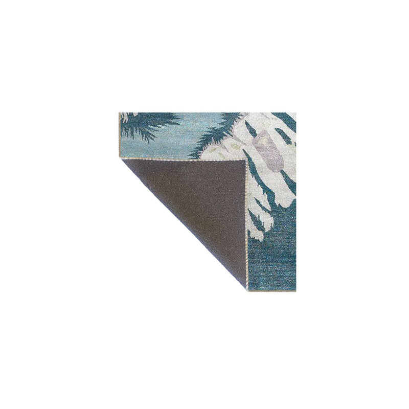 Tapis bleu lavable à motif circulaire, Sous-tapis rectangulaire de 3 pi 3 po x 4 pi 11 po