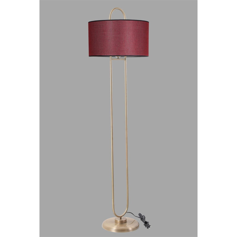 Luro Claret Red Floor Lamp, 100% Metal, 67.0 in Tall | Shade Diameter: 17.7 in, Shade Height: 9.4 in | E27 Socket, Max 60W | Stylish Tumbled Coating | Perfect for Living Room, Bedroom, or Office Decor, Elegant Design