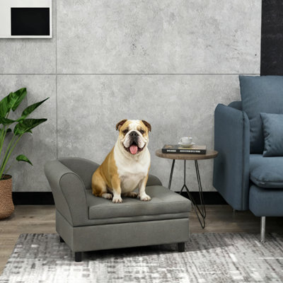 Canapé pour chien avec rangement pour animaux de compagnie, gris