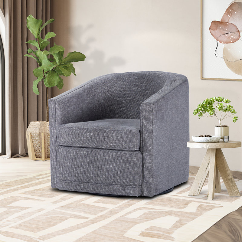Sadat Polyester Fabric Swivel Accent Chair, Dark Gray Polyester