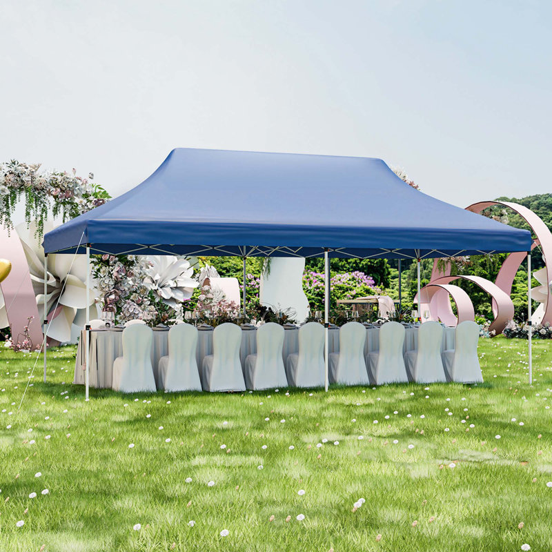 Costway 10 X 20 Ft Pop-up Canopy Upf50+ Sun Protection Tent With Carrying Bag Blue, Blue