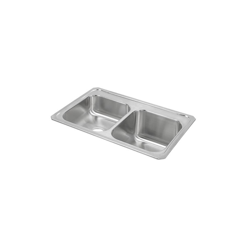 Lustertone 33" L x 22" W Double Basin Drop-In Kitchen Sink, 0 hole
