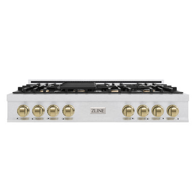 ZLINE Autograph Edition 48 In. Legacy Gas Rangetop with 7 Burners and Porcelain Cooktop in Satin