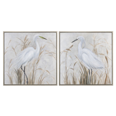 Beachin 'Egrets, ensemble de 2 toiles encadrées sur toile