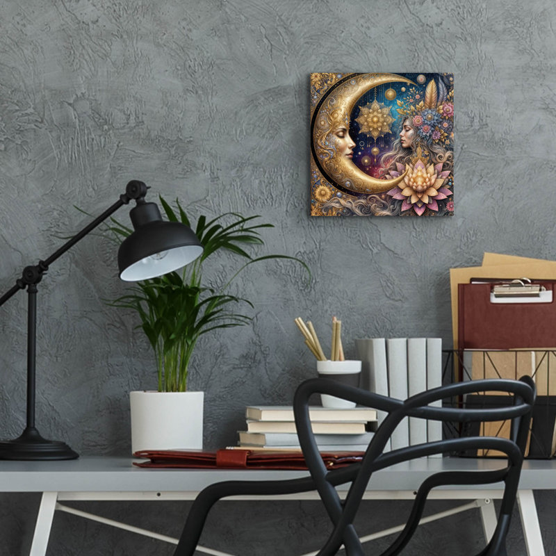  «Golden Moon» par Rey Klimt, art mural en verre acrylique, H 12 po x l 12 po x P 0,13 po