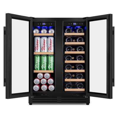 Réfrigérateur à vin à deux zones 24 bouteilles et 60 canettes pour réfrigérateur à vin à deux zones encastré / autoportant pour la cuisine à domicile Bar Office Classic Series