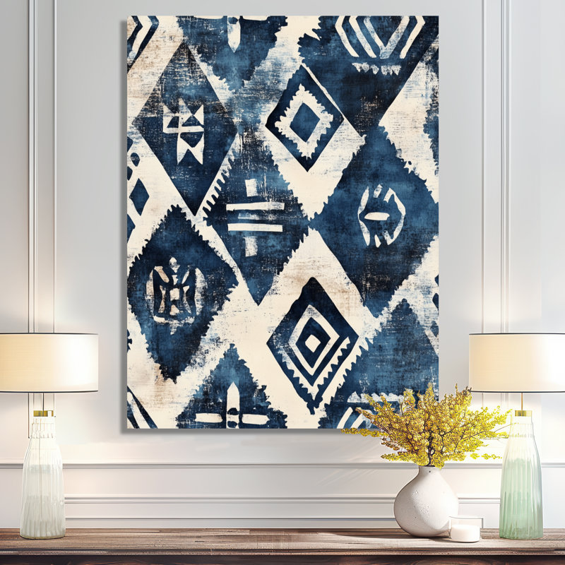 Motif tribal Indigo, 34" W x 44" H