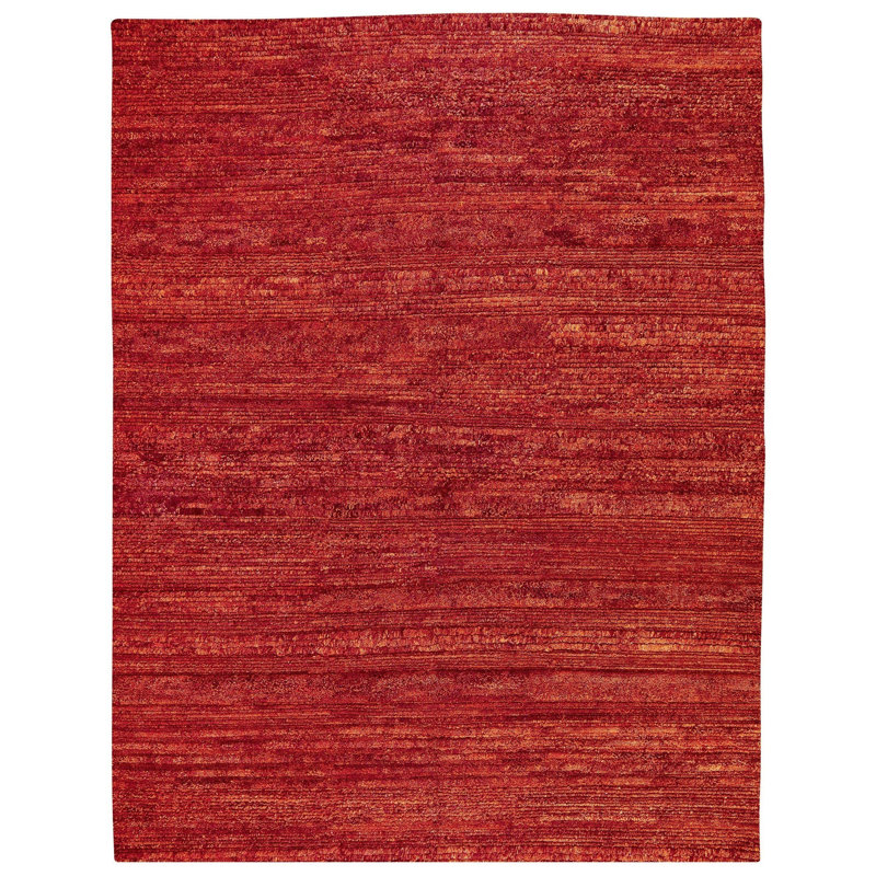 Highland Wool Area Rug in Orange/Red, Rectangle 8' x 10'
