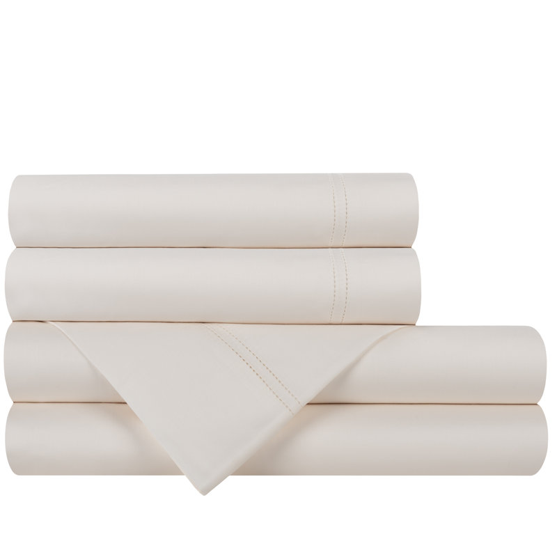 Simply Sateen Sheet Set, King Sheet Set + 2 Pillowcases, Ivory