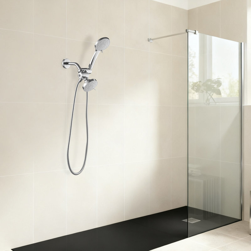 Single Handle 1-Spray Round Rain Shower Faucet Set 1.8 GPM With High Pressure Shower Head Hand Shower In Polished Chrome