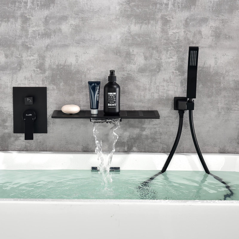 Wall Tub Spout with Diverter, Black