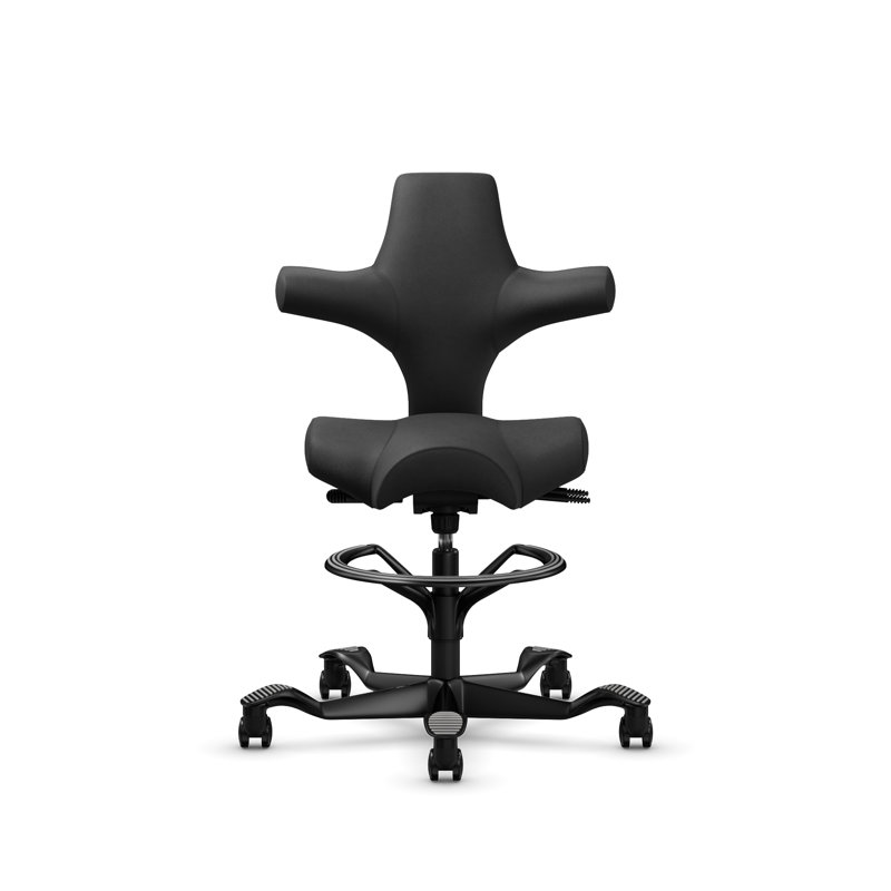 HÅG Capisco Adjustable Sit-to-Stand Height Chair, Black, Sit-to-Stand, Midnight Black 