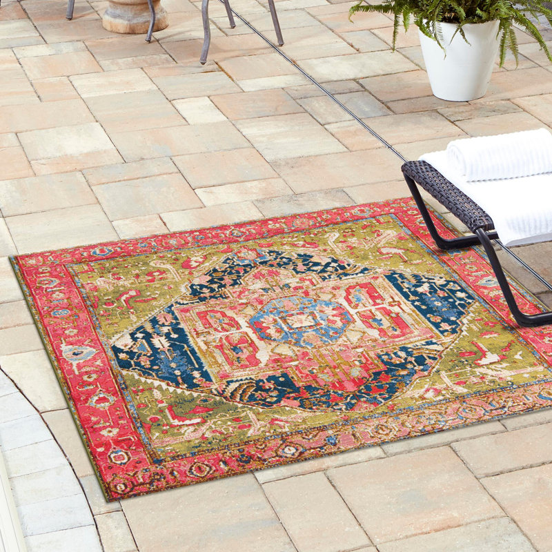 Tapis d'extérieur Multi_Unique Loom Limon, Carré 5 pi 3 po