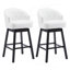 Ensemble de 2 tabourets de comptoir pivotants de 33,25 po, avec tabourets de bar à hauteur de comptoir avec structure en bois d'hévéa massif, dossier, repose-pieds, tabourets de bar sans accoudoir pour bar personnel, comptoir de cuisine, noir et beige