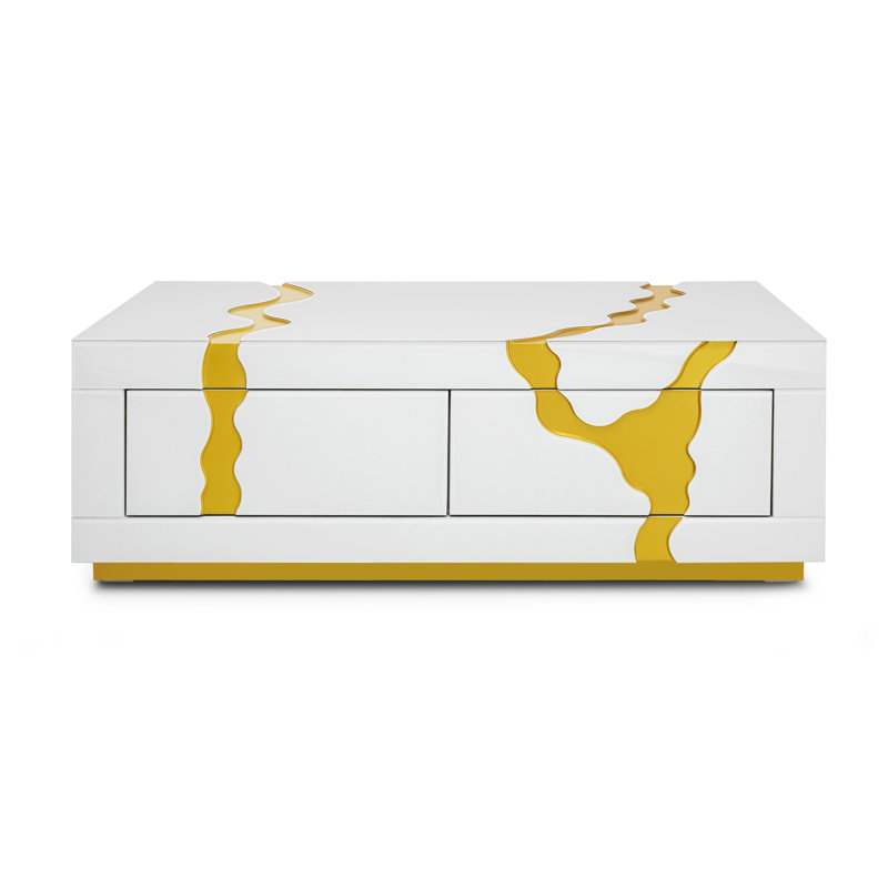 Table basse 48 po rectangulaire en verre blanc Mixon Design