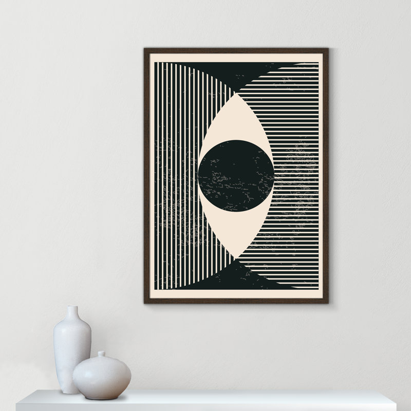 Imprimé de formes géométriques noires et blanches # 2 par Stanley, 25.5'' W x 35.5'' H, Framed Print, Walnut Woodgrain