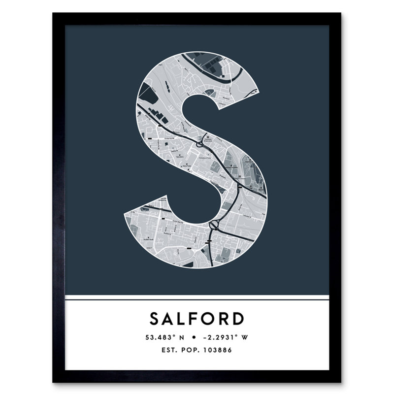 Salford England United Kingdom City Map - Single Picture Frame Typography