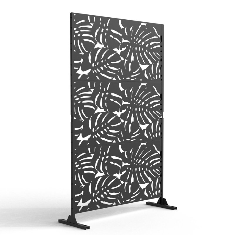 Pacifa 6 ft. H x 4 ft. W Freestanding Privacy Screen with Wider Feet, Black