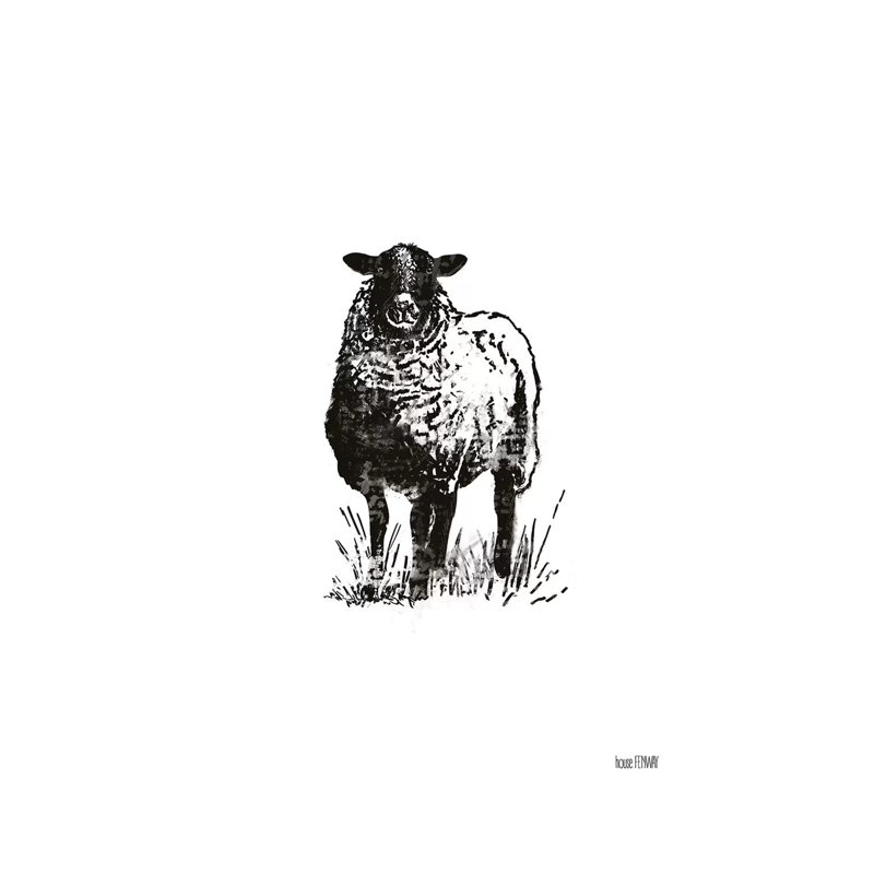 Farmhouse Sheep by House Fenway - Painting on Canvas, 45.72cm H x 30.48cm W x 1.91cm D, Wrapped Canvas