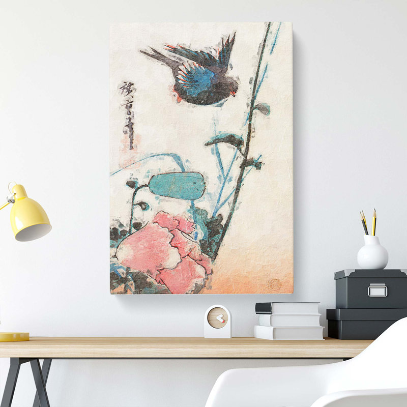 Poppy And A Bird by Utagawa Hiroshige - Wrapped Canvas, 76cm H x 50cm W x 3cm D