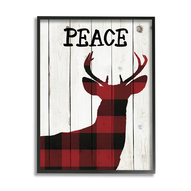 « Checker rustic Peace » par Andi Metz, reproduction d’art, H 20 po x l 16 po x 1,5 po, Giclée encadrée noir minuit