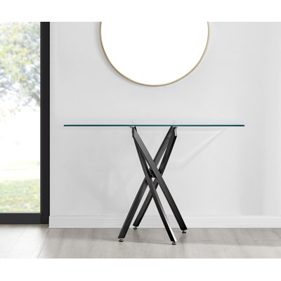 Chayton Modern Contemporary Glass and Black Console Hallway Table - Modern Sleek Design