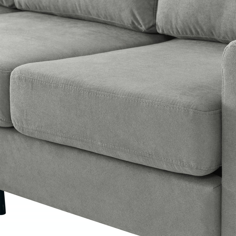Elvedin 74.8'' Upholstered Sofa & Chaise, Light Gray 100% Polyester