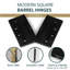 Charnières de porte MEGA HANDLES avec coins carrés (paquet de 2) - charnière de porte en acier inoxydable 4 x 4 po, vis incluses - noir élégant-131483461-131483458