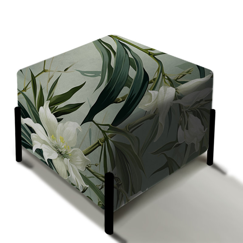 Bamboo Elegance Tropical Motif II - repose-pieds carré tropical