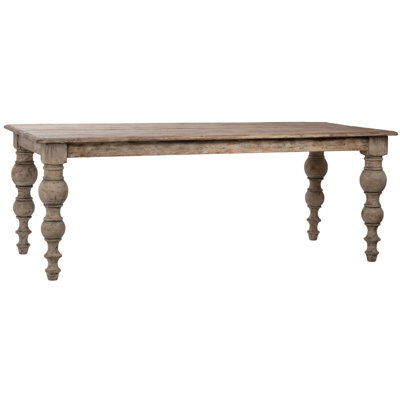 Merak 84-Inch Rectangular Reclaimed Pine Dining Table With Carved Four Poster Legs Finished In An Antique Seal