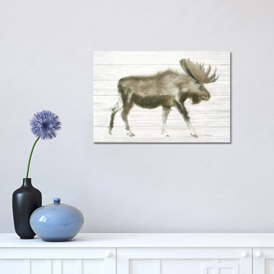 Dark Moose On Wood Crop by James Wiens - Wrapped Canvas Painting