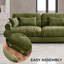 Canapé d'angle modulaire 3 places en forme de U, vert olive, avec 2 poufs amovibles et coussins lombaires-871958872