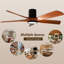 Ventilateur de plafond encastré de 60 pouces avec lumière, pales en bois massif, moteur CC réversible silencieux, télécommande et contrôle de l'application-350544532