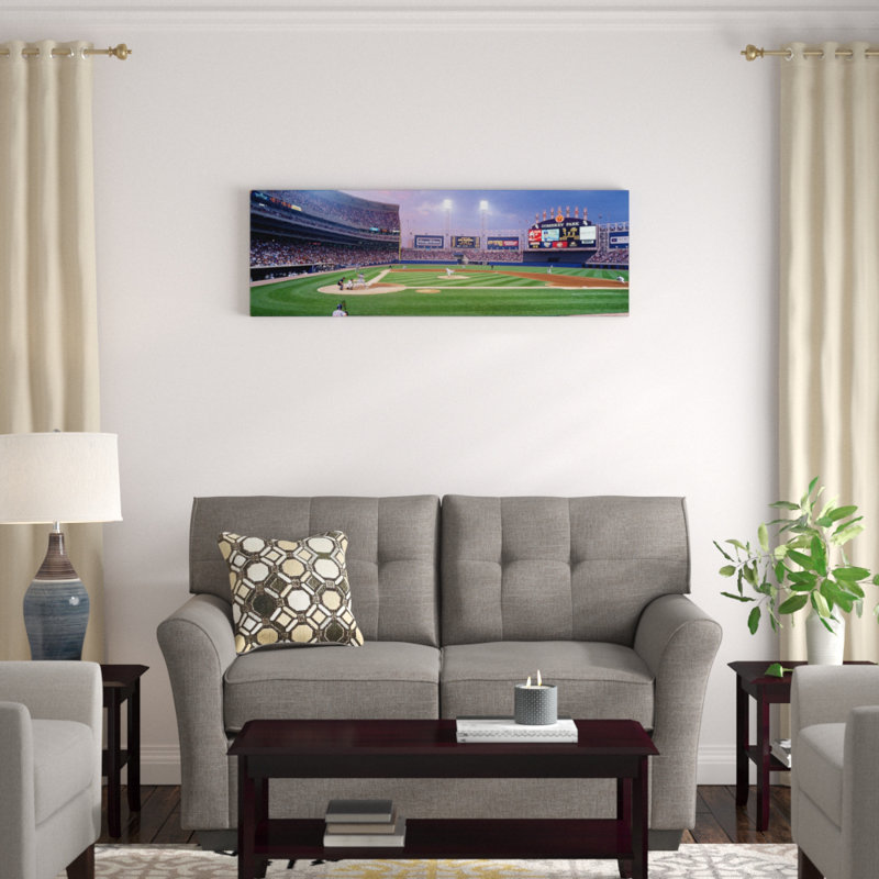 États-Unis, Illinois, Chicago, White Sox, baseball par Panoramic Images, H 16 po x l 48 po x P 1,5 po, Toile avec cadre noir