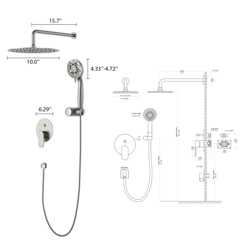Rain Shower Head 1.8 GPM GPM, Brushed Nickel