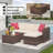 5-Piece Rattan Patio Sectional Set with Cushions & Glass Table, Brown/White-1659509576-1659509589