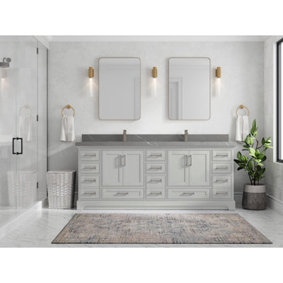84'' Double Bathroom Vanity with Quartz Top