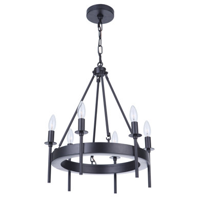 Lustre en roue de chariot à 6 lumières de style bougie Retta