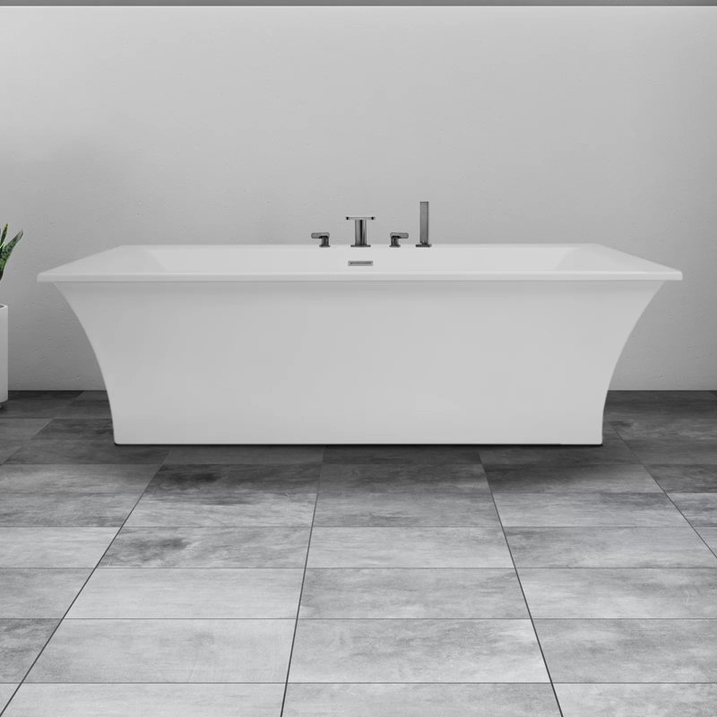 Studio 70" x 36" Freestanding Soaking Acrylic Bathtub, Matte Black