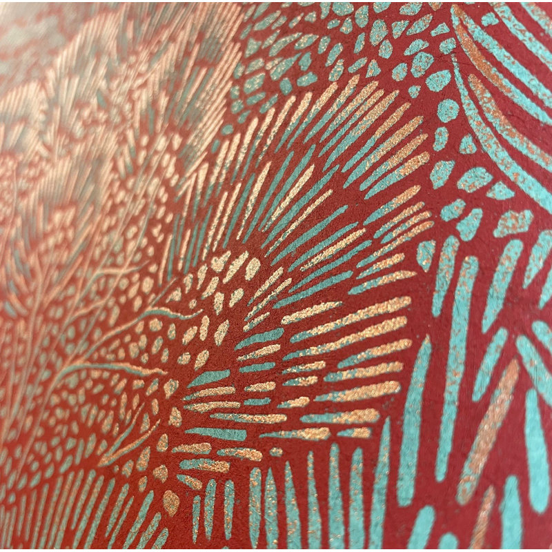 Papier peint rouge et bleu Samba Botanica, Rouge