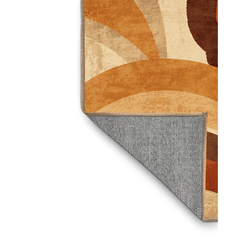 Tapis arc-en-ciel art déco Pavanvir Capuchin lavable à la machine - reliure brun clair, 2 x 3