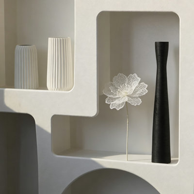 Ceramic Floor Vase 20 Inch Tall, Modern Minimalist Skinny Vase For Pampas Grass, Dried Flowers, Branches, Black Matte Finish Home Decor Accent For Living Room, Bedroom, Office