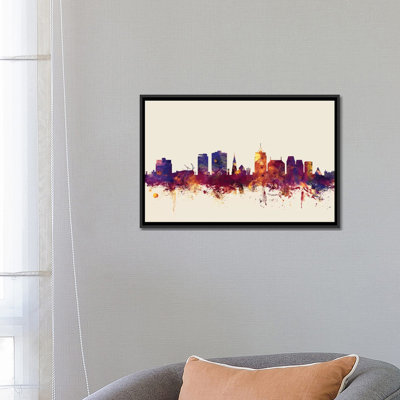 «Skyline Series: Christchurch, New Zealand on Beige», reproduction d'art sur toile tendue