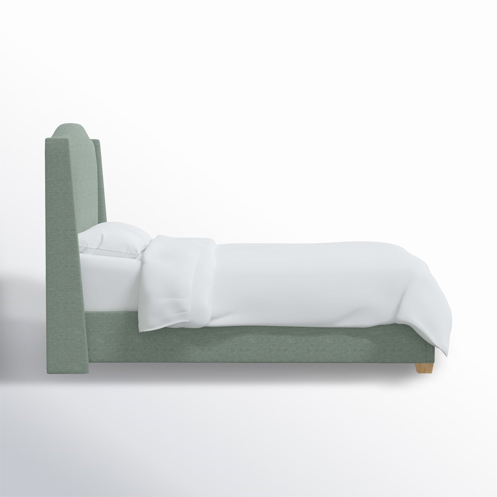 Allis Wingback Platform Bed, Queen, Textured Seafoam Linen
