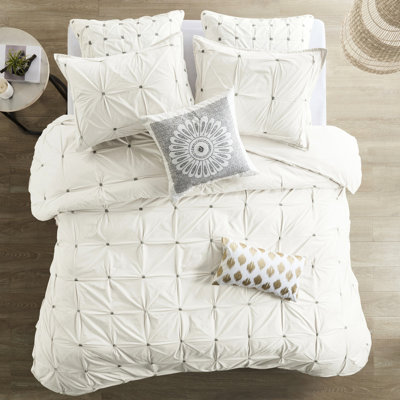 Housse de couette en coton très grand / très grand avec broderie élastique et fermeture à boutons