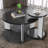 32.68" And 16.93" Round Coffee Table End Table Sofa Table Side Table Set With Black Oak Veneer Surface 25Mm MDF For Living Room Dinning Room Bedroom, Sintered Stone Legs Black, 83 + 43Cm Diameter-551110493