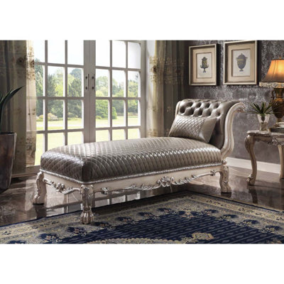 Chaise Dresden avec coussin, similicuir de la République de Chine et finition blanc os rétro