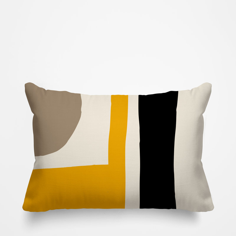 Coussin décoratif intérieur / extérieur en polyester filé Sadia, Jaune, H 14 po x l 20 po