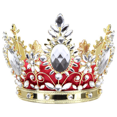 Jeweled Queen Crown, Red - 7.5 Inches
